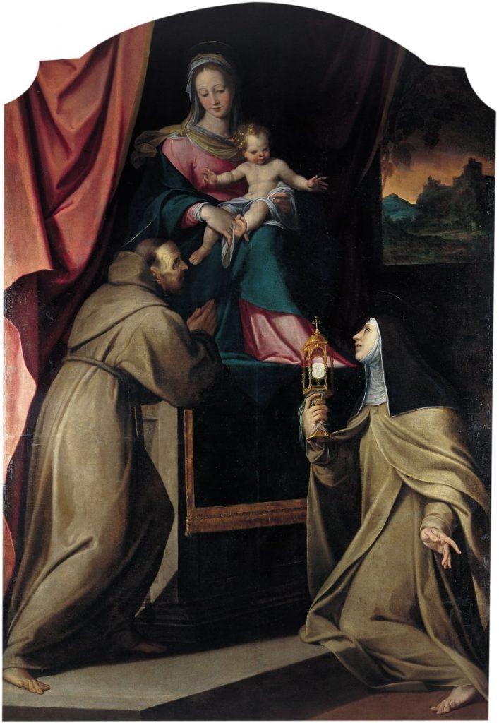 Camillo Procaccini, Madonna con Bambino in trono e i santi Francesco e Chiara d'Assisi, 1612 circa