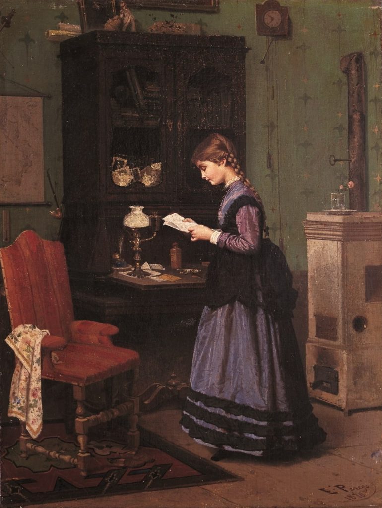 Eugenio Perego, Scena di genere. Fanciulla che legge una lettera, 1870