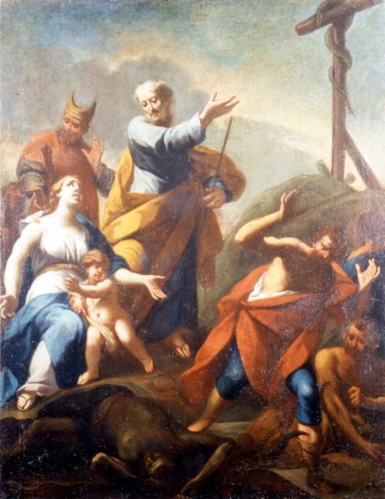 Pittore lombardo, Scena biblica. Mosè e il serpente di bronzo, XVIII secolo