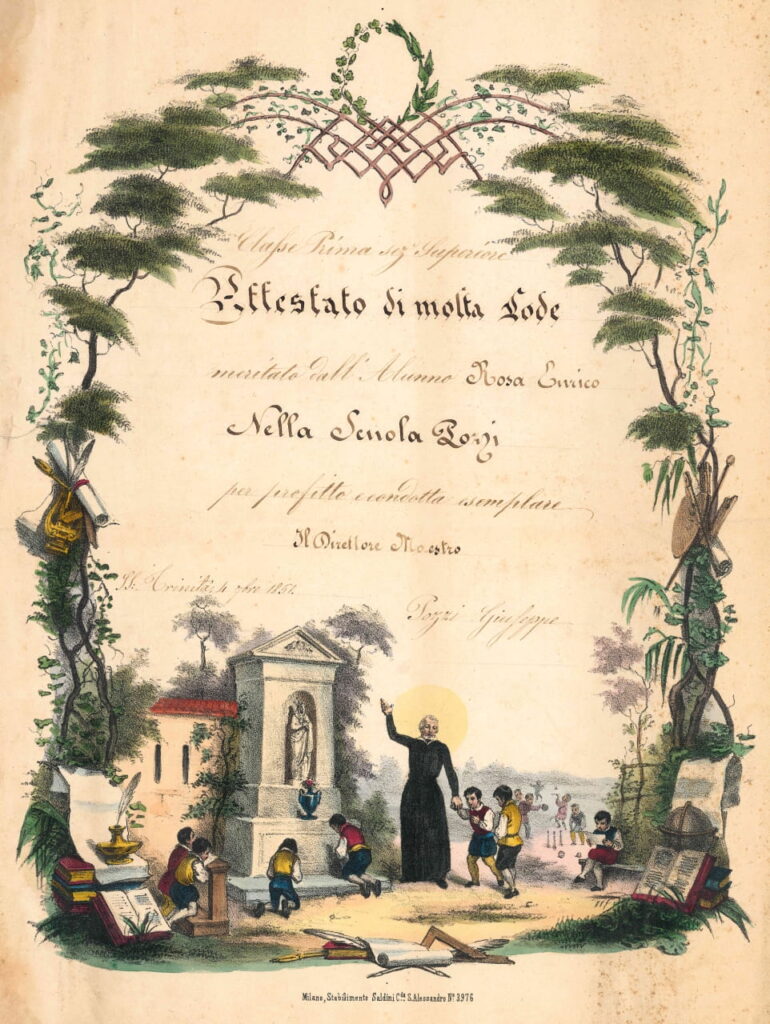 Attestato scolastico di Enrico Rosa